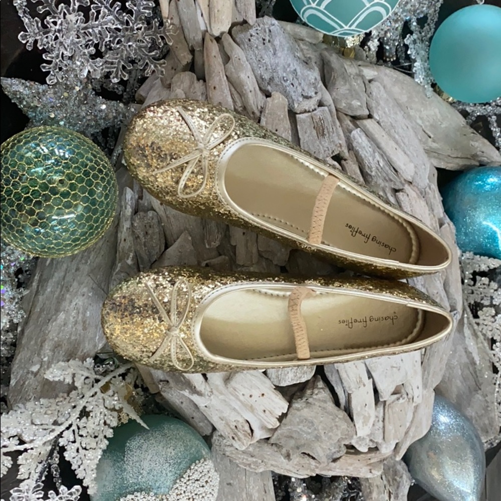 Chasing fireflies gold glitter ballet flats